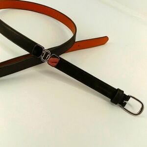 CHAPS Women's Thin Dark Brown Metal Accent Belt XL
